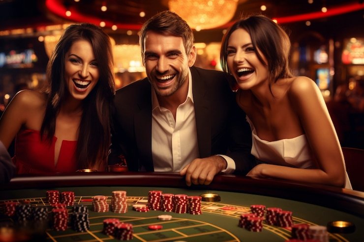 Live-dealer table interface showing chat and bet-slip controls
